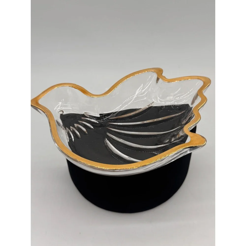 Mikasa Crystal Dove Gold Trim Candy Relish Trinket Dish 6.5 Inch Vintage